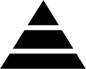 A black triangle with three sides on top of it.